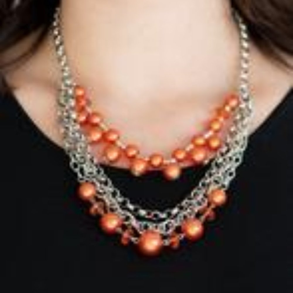 Paparazzi Rockin' Rockette Orange Necklace and Earring Set